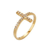 Bague Croix en plaqué or - Taille 56