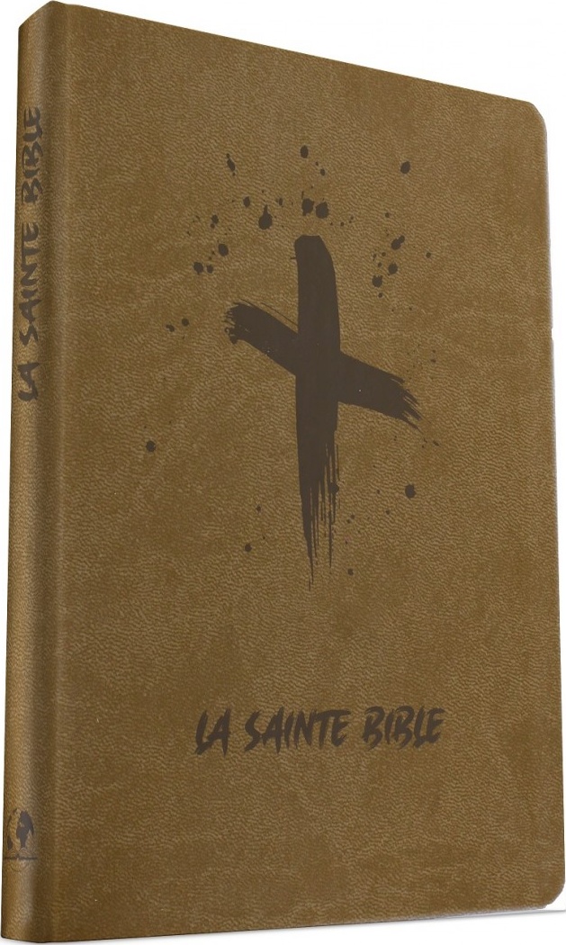 Bible Segond 1880, compacte, beige motif croix - couverture souple, vivella