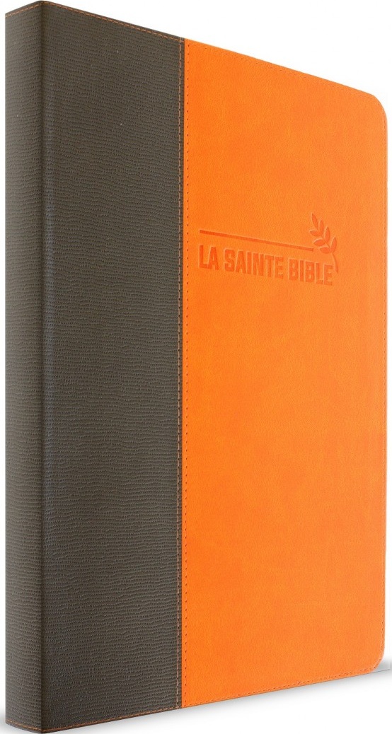 Bible Segond 1880, confort, duo orange/gris - couverture souple, vivella, avec zipper