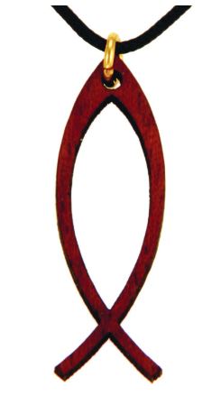 Pendentif bois Ichtus avec cordon