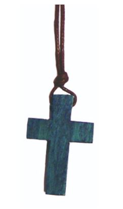 Collier croix en bois diverses couleurs + lacet