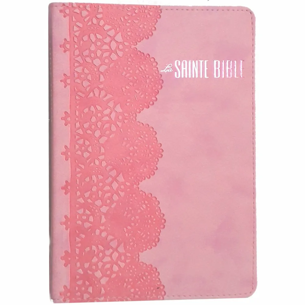 Bible Segond 1880, compacte, rose dentelle [nouveau motif] - couverture souple, vivella