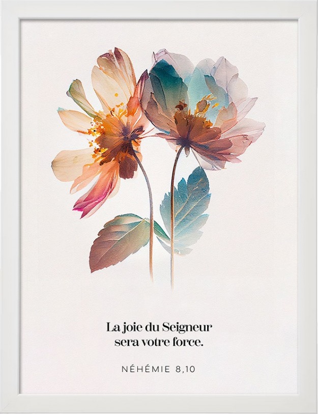 Cadre floral "La joie du Seigneur" - Format A4