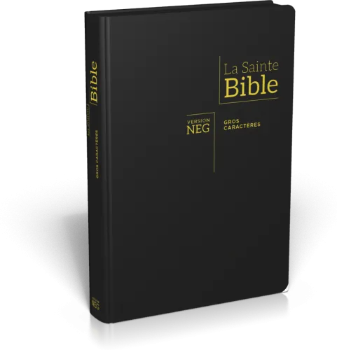 Bible Segond NEG, gros caractères, noire - Couverture souple, fibrocuir, tranche or, avec onglets...