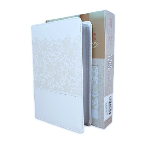 Espagnol, Bible Reina Valera 1960, Bible de mariage, similicuir, couverture blanche, fleurs -...