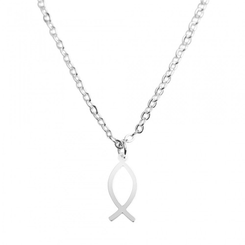 Collier Ichthus acier inoxydable argenté