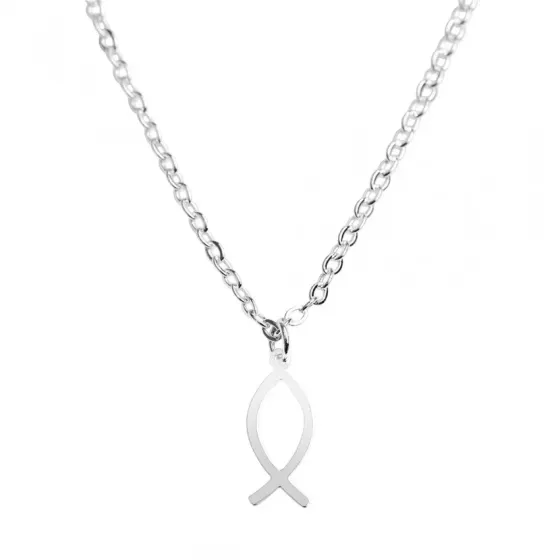 Collier Ichthus acier inoxydable argenté
