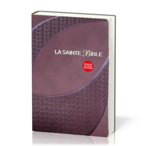 Bible Segond 1910, gros caractères, similicuir brun, onglets, tranche or - 2 rubans marque-pages,...