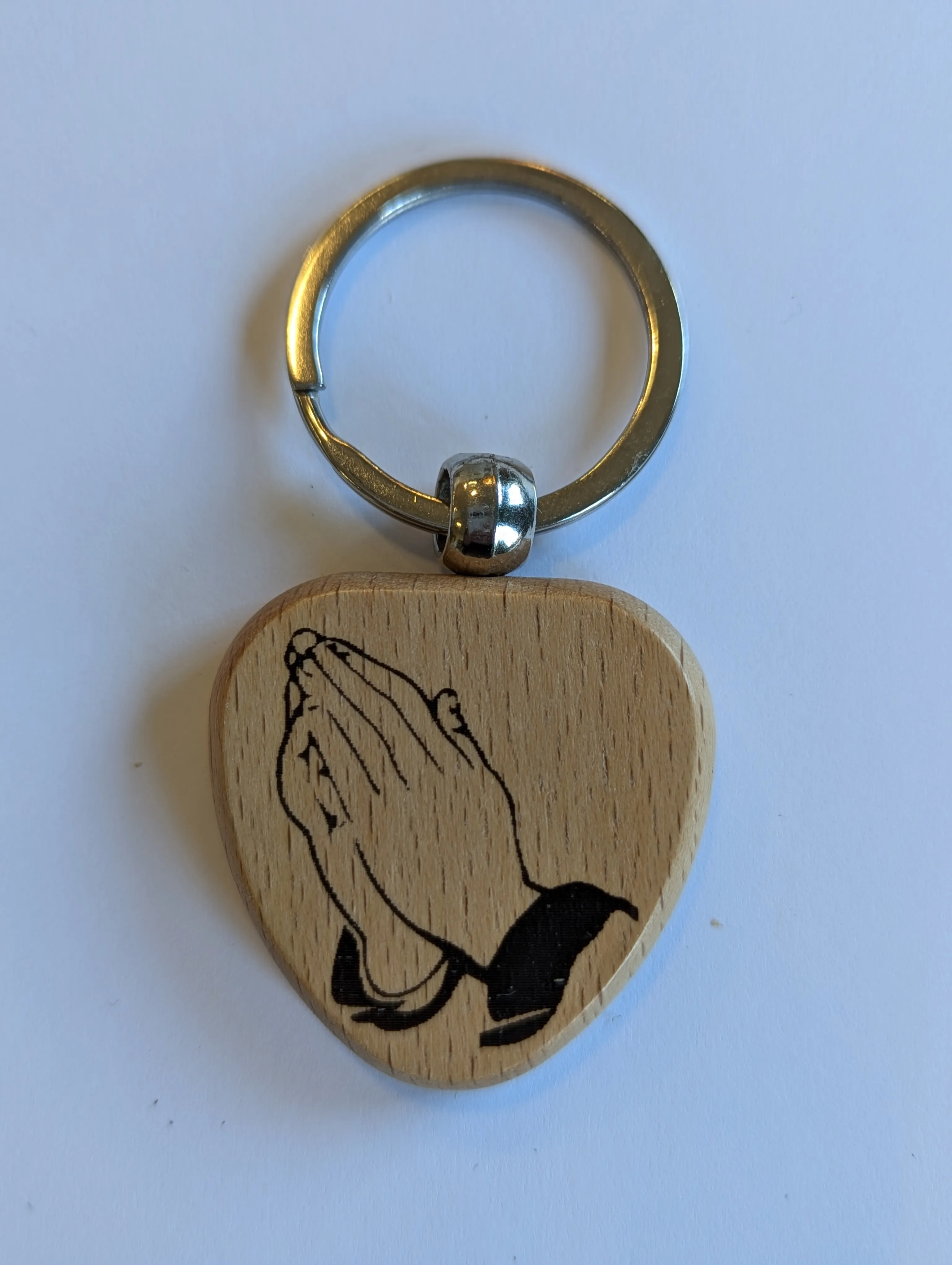 Porte-clé en bois "Mains jointes" - Forme cœur