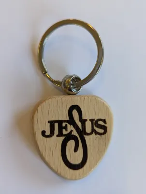 Porte-clé en bois "JeSus" - Forme cœur