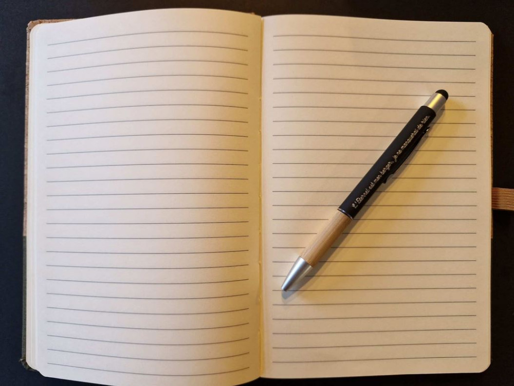 Carnet de notes Psaumes 16.11- A5 liège et toile vert clair - A5 liège et toile