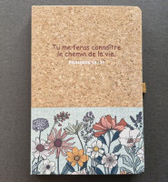 Carnet de notes Psaumes 16.11- A5 liège et toile vert clair - A5 liège et toile