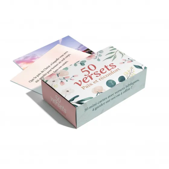 Coffret de 50 mini-cartes - 50 versets - Paix et réconfort