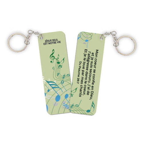 Porte-clés alu - "Mon coeur se confie en Dieu et je suis secouru. J'ai de l'allégresse dans le...