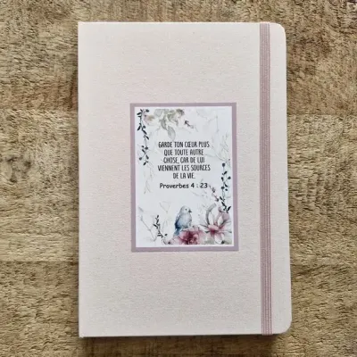 Carnet de notes Proverbes 4.23 - A5 toile avec élastique