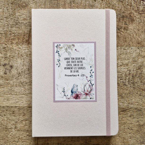 Carnet de notes Proverbes 4.23 - A5 toile avec élastique