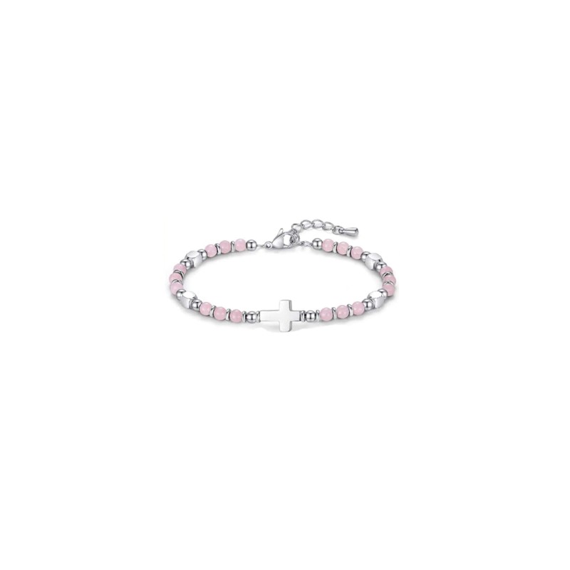 Bracelet de perles "Croix"-Rose