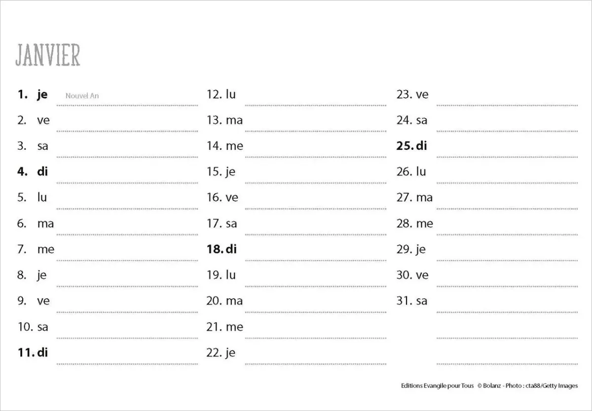 Bon berger (Le) - Calendrier cartes postales, horizontal