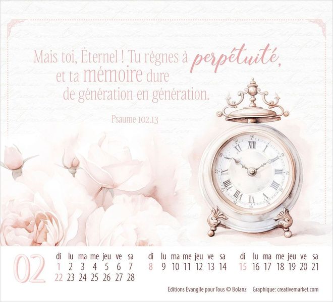 Splendeur - Mini calendrier de table