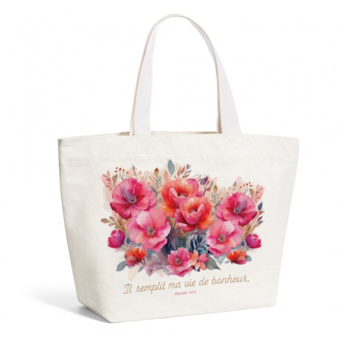 Tote bag "Il remplit ma vie de bonheur" - Ps 103.5