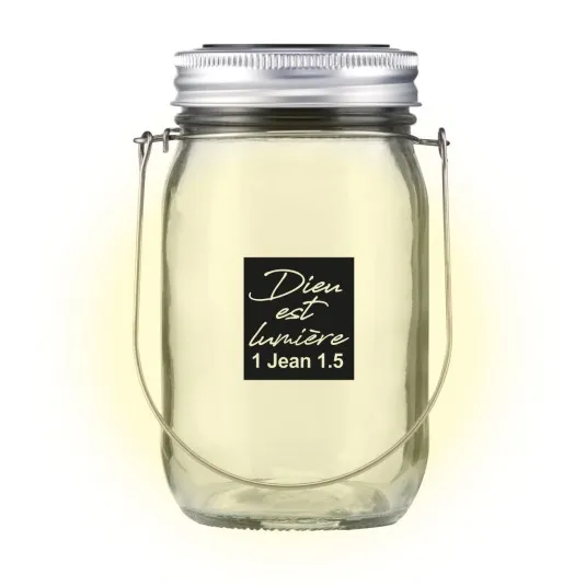 Lampe solaire en verre - "Dieu est lumière."