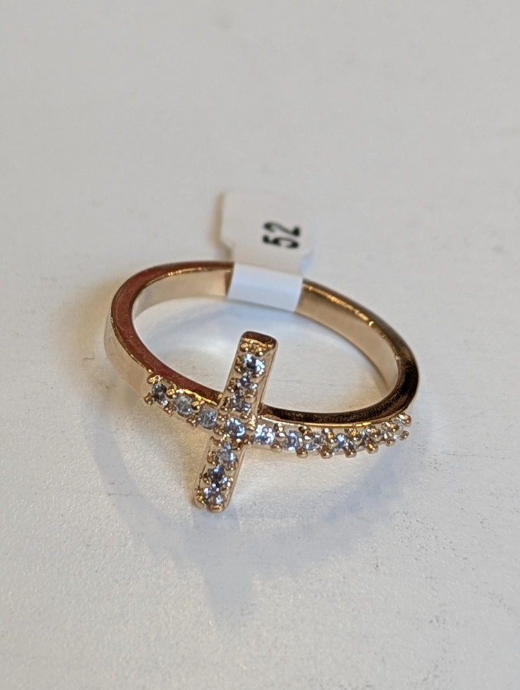 Bague croix en plaqué or - Taille 52