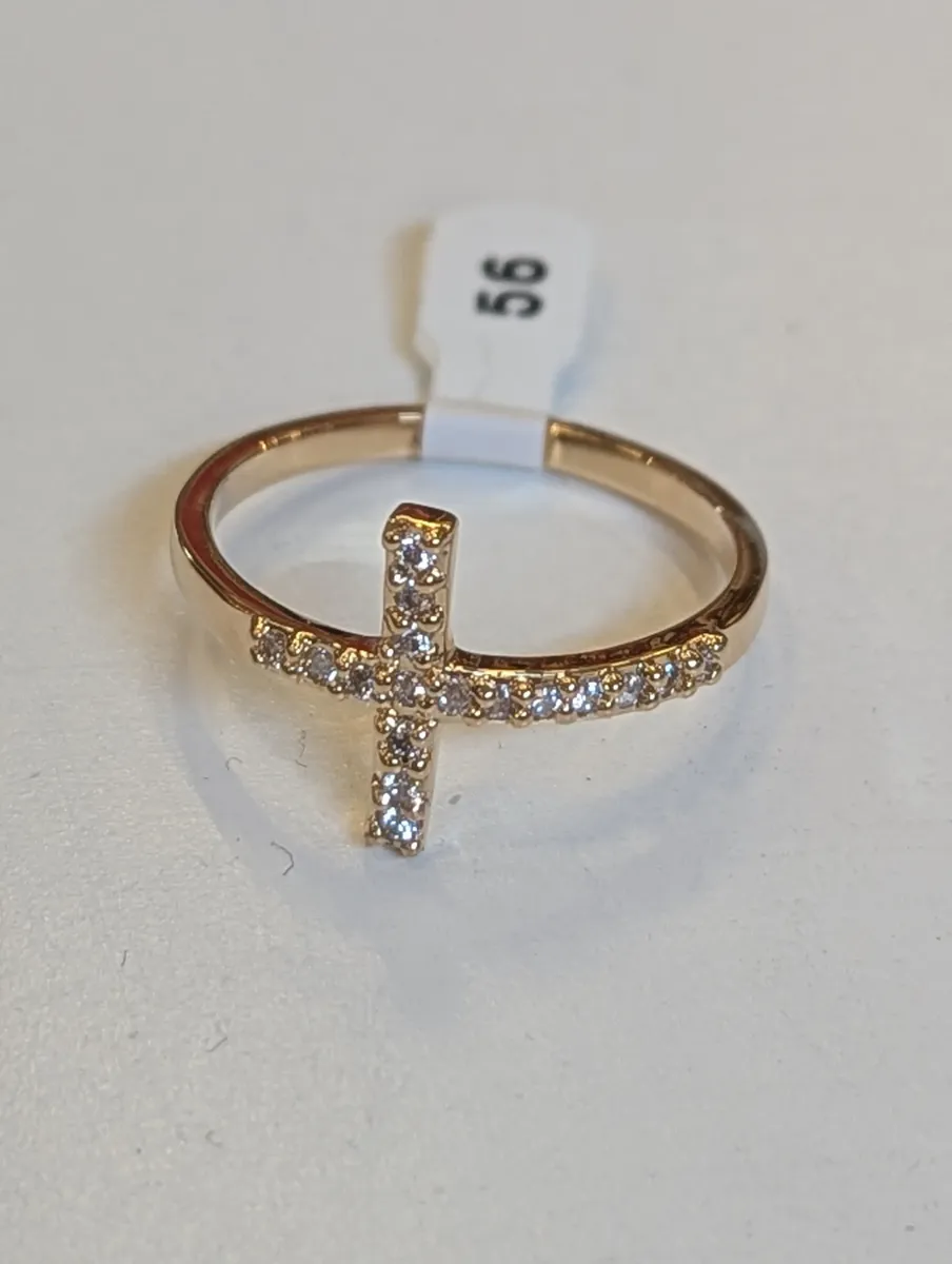 Bague Croix en plaqué or - Taille 56