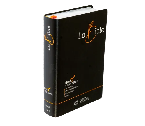 Bible Segond 21, gros caractères - couverture souple noire en fibrocuir, tranche argentée