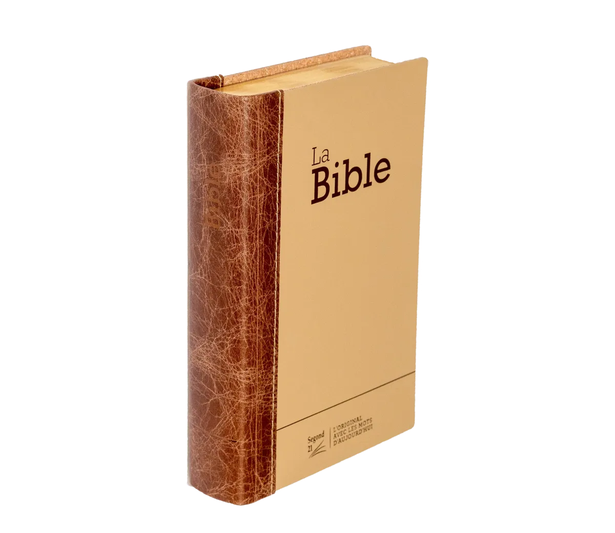 Bible Segond 21 compacte (Premium Style) - couverture semi-rigide duo cuir praliné-chocolat, avec...