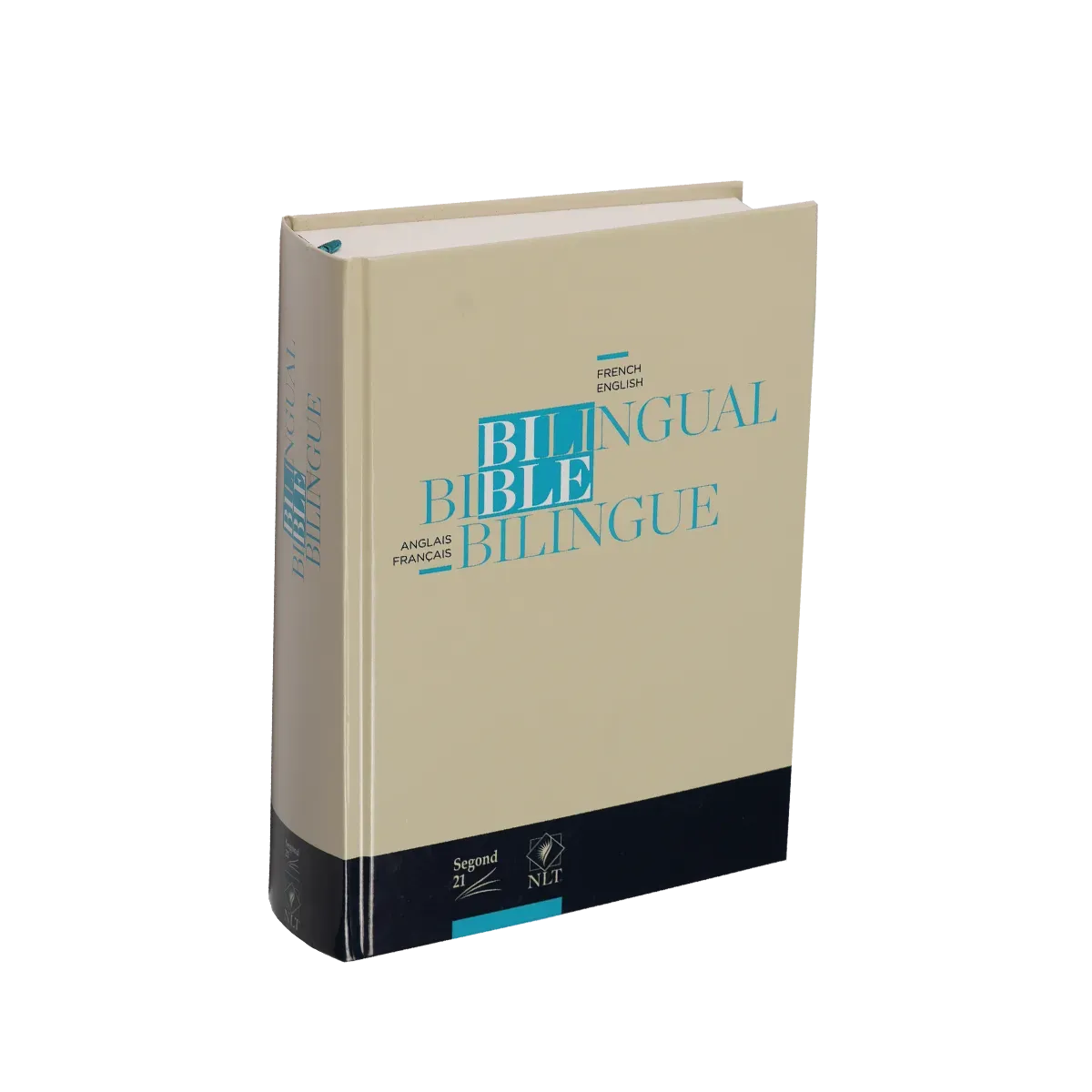 Bilingue français/anglais, Bible, Segond 21/NLT - beige et bleue - couverture rigide