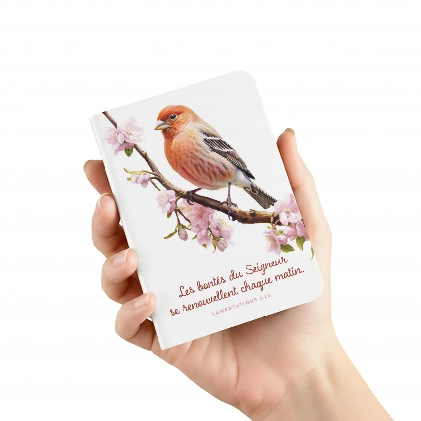 Mini-carnet oiseau "Les bontés du Seigneur" - Lamentations 3.23
