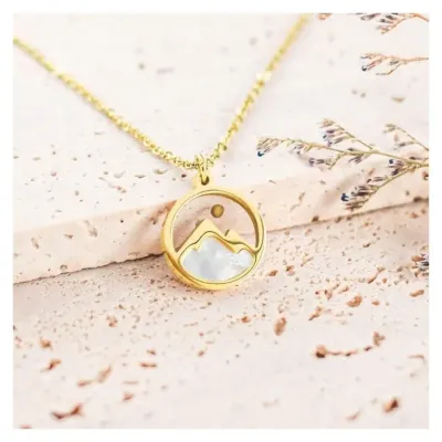 Collier avec pendentif graine de moutarde - Or - Couleur Or