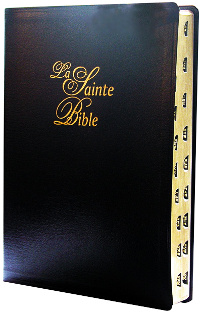Bible Segond 1910 gros caractères, grand format, noire - couverture souple, cuir, tranche or, avec onglets