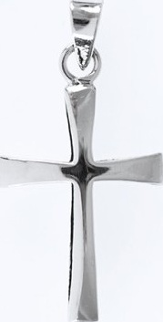 PENDENTIF EN ARGENT, CROIX LATINE EVIDEE EN SON CENTRE