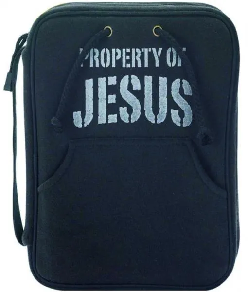 Pochette Bible, M, « Property of Jesus », noir - toile