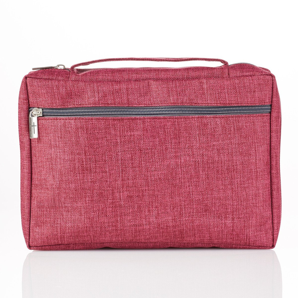 Pochette Bible, Taille L, Ichthus, Toile Vieux-rose, avec poche extérieure