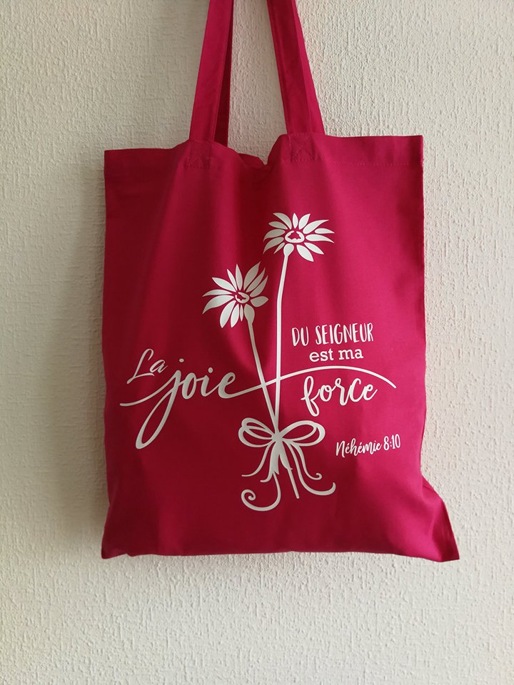 Tote bag "La joie du Seigneur […]" Néhémie 8:10 - diverses couleurs