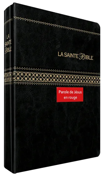 Bible Segond 1910, gros caractères, noire - couverture souple, tranche or avec onglets, paroles...