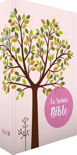 Bible Segond 1910 - compacte, rose, souple similicuir, couverture illustrée arbre, tranches or