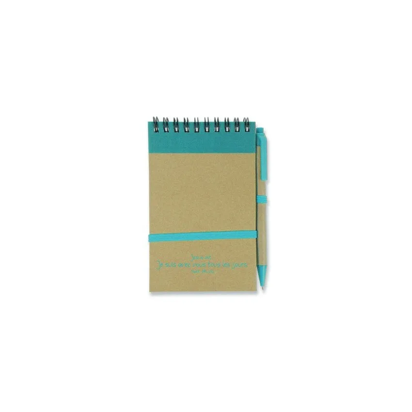 BLOC NOTES BRUN / BLEU ET SON STYLO