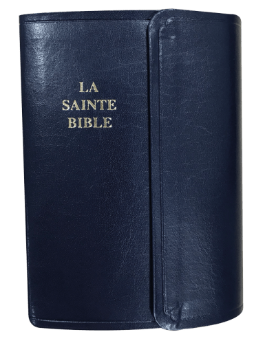 Bible Segond 1910, poche, similicuir marine, fermeture à pression