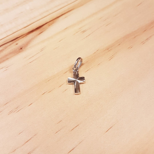 Pendentif Croix striée Argent 0.6 g [petite]