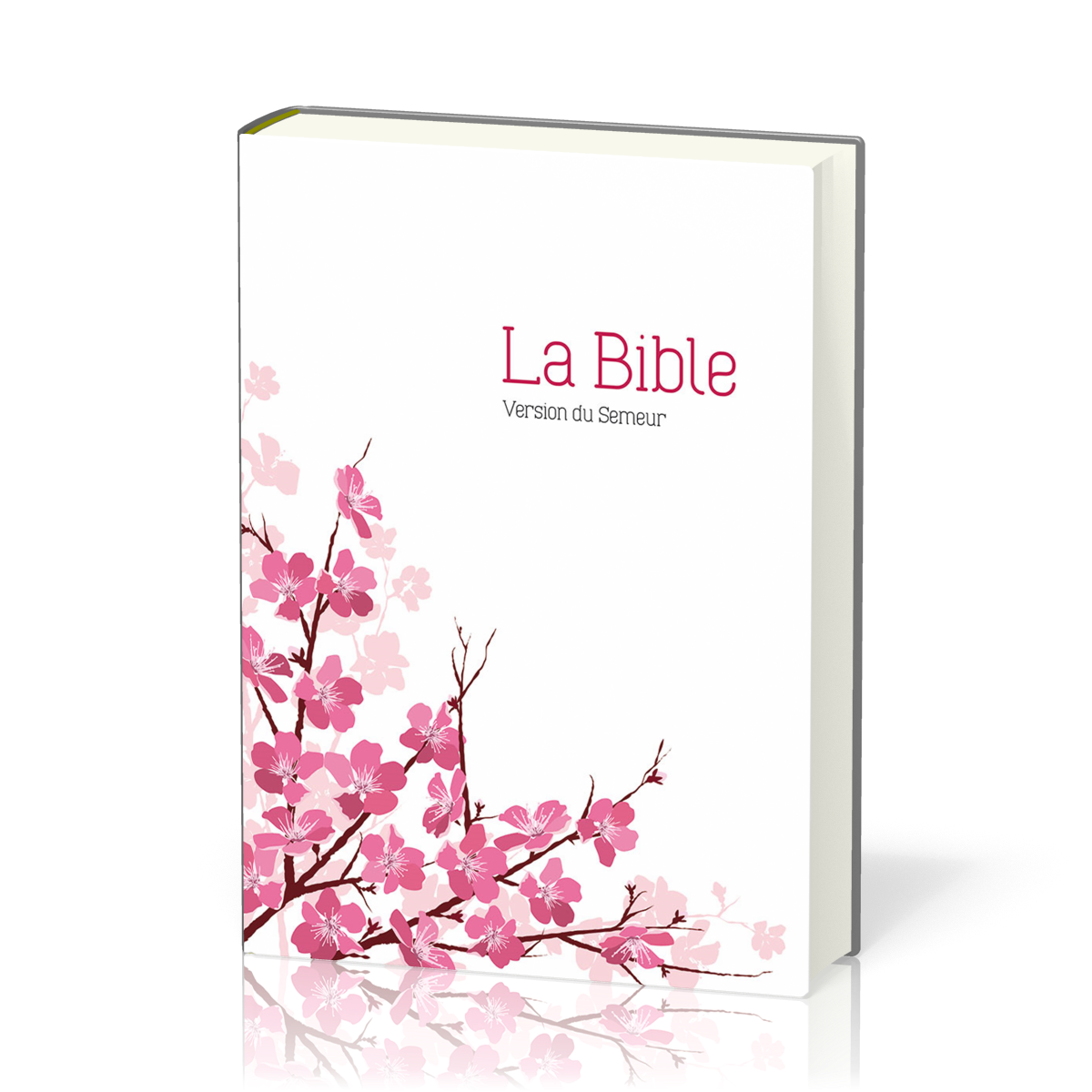 Bible Semeur 2015, couverture textile semi-souple blanche - fleurs d’amandier, tranche blanche
