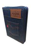 Bible Semeur 2015, compacte, couverture jeans souple bleue, avec zip - tranche blanche