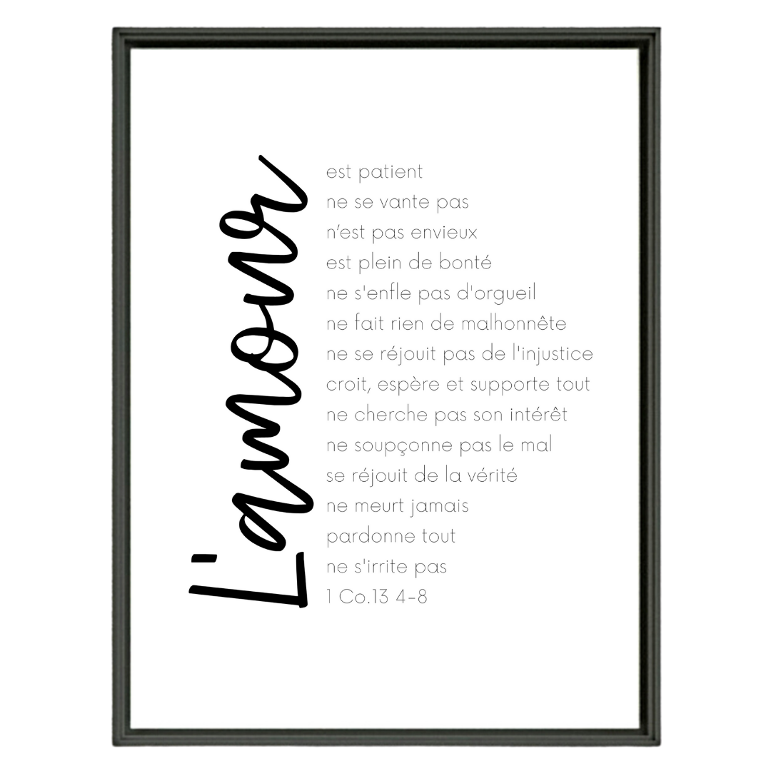 Poster - L'Amour "1 Corinthiens 13" - Format 30x40cm