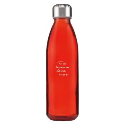 Bouteille en verre Tu es la source de vie - rouge et verte (la bleue est épuisée !!!) Psaume 36.10