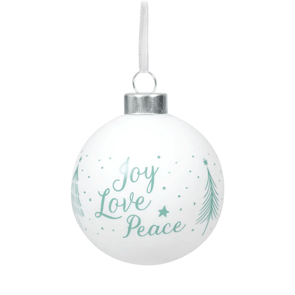 Boule de Noël en verre - "Joy, Love, Peace"