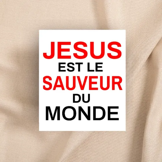 Autocollant "Jésus est le Sauveur du monde" - carré 7,5 cm